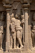 Mamallapuram - Tamil Nadu. The five Rathas. the Arjuna Ratha. Panel with Shiva leaning on Nandi.